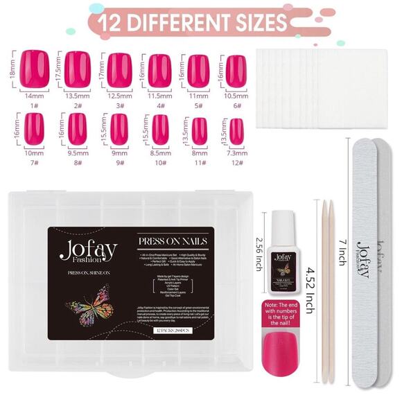 Jofay Fashion 576pcs Press-On Nails Set | Short Acrylic Reusable  Nails w/ Glue - Picture 9 of 11